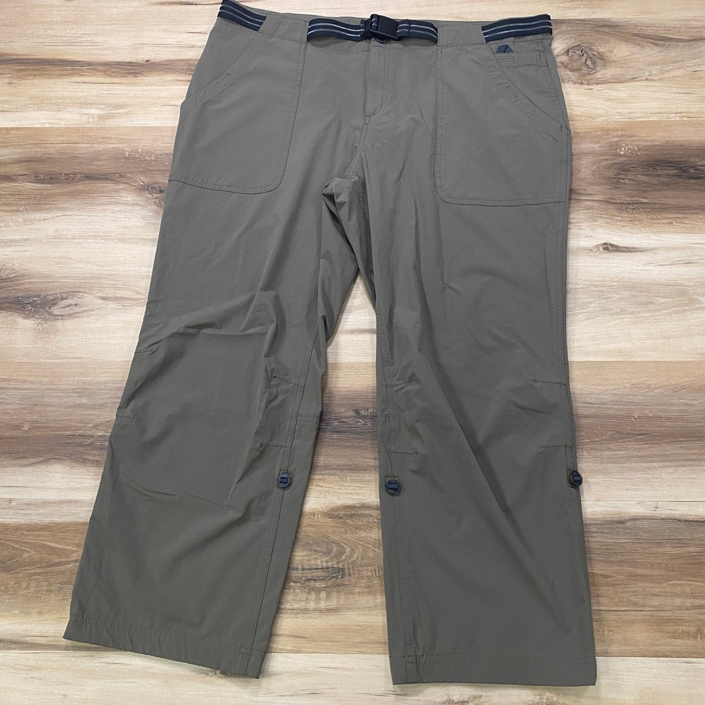 Eastern Mountain Sports Hiking Pants 16-R Roll Up Nylon Stretch Green Gray